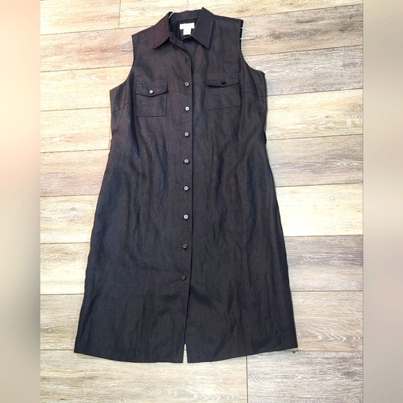 Brooks Brothers Dresses & Skirts - Brooks Brothers Irish Linen Black Button Down Dress Size 16